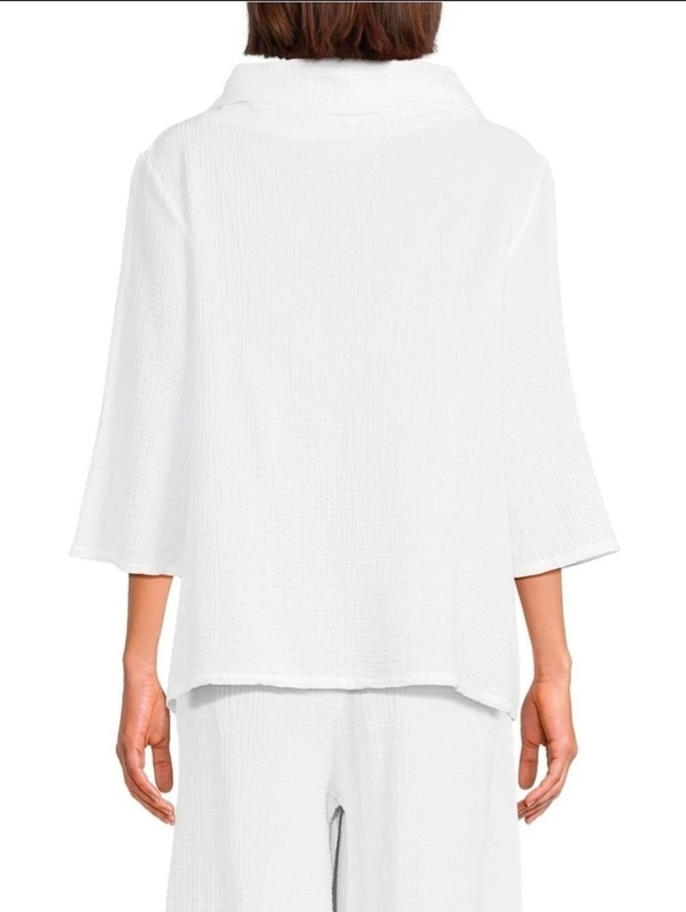 Bryn Walker Women's Etta Cotton Gauze Top With Cowl Neck & 3/4 Sleeve Shirt Sz L - Picture 5 of 13